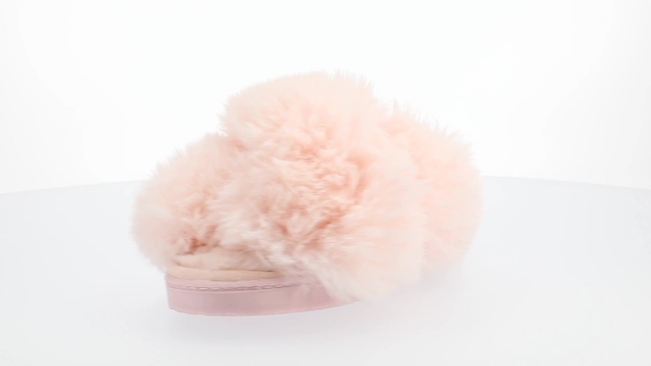 thumbnail video image 2 of Journee Women's Skylah Soft Plush Open Toe Crisscross Strap Cushioned Slippers, 2 of 10