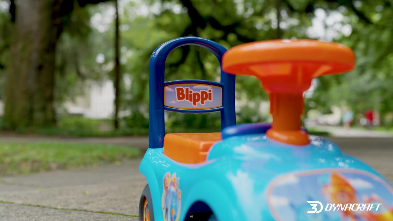 thumbnail video image 2 of Blippi Unisex Kid Push & Pedal Ride-on by Dynacraft, Plastic Light Blue, 19.29x8.27x 4.76 inches, 3.79 lbs, 1 Count, 2 of 6