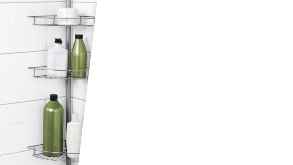 Zenna Home Tension Pole Shower Caddy, 4 Shelves, Satin Nickel