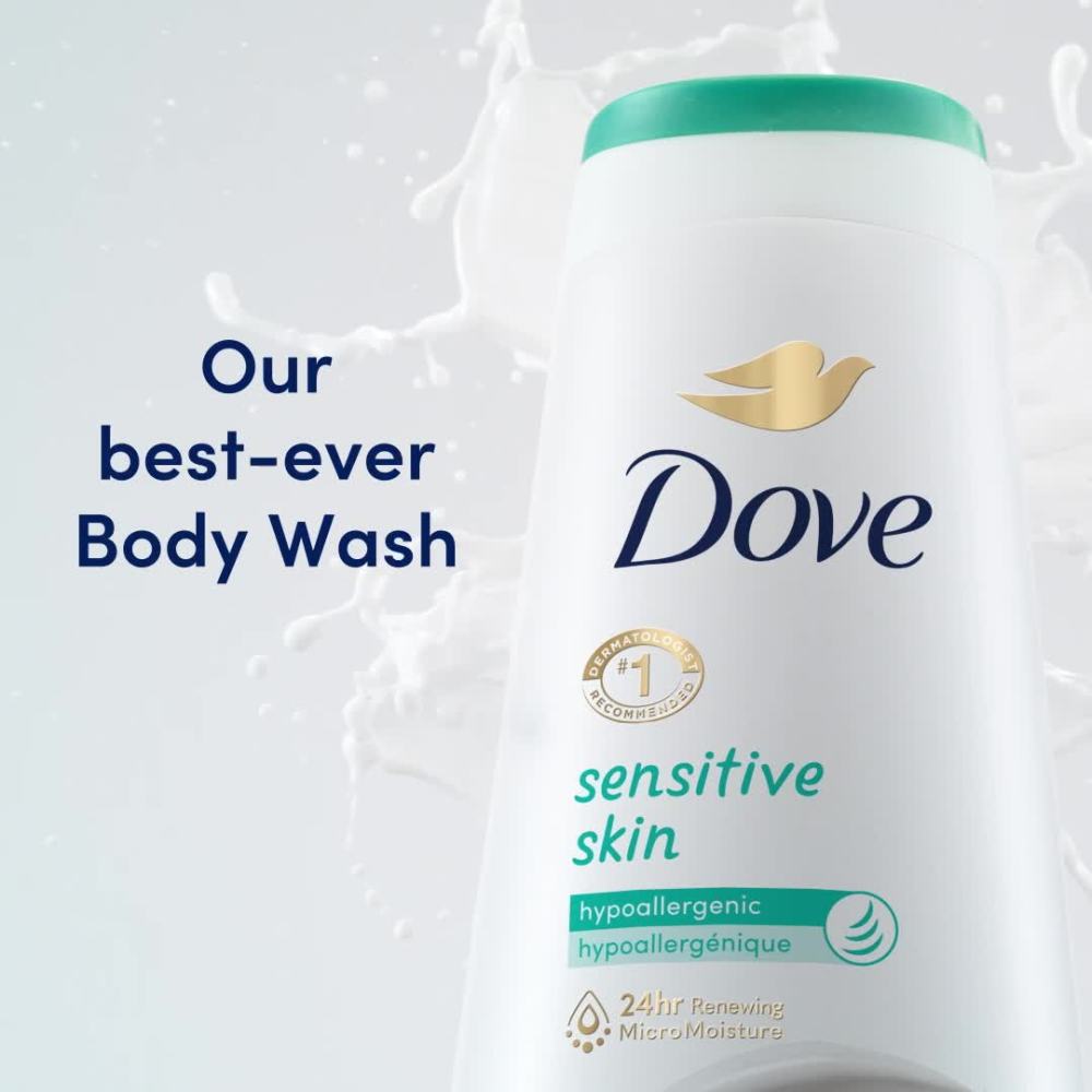 Dove Sensitive Skin Long Lasting Gentle Hypoallergenic Body Wash, 20 fl oz - image 2 of 13