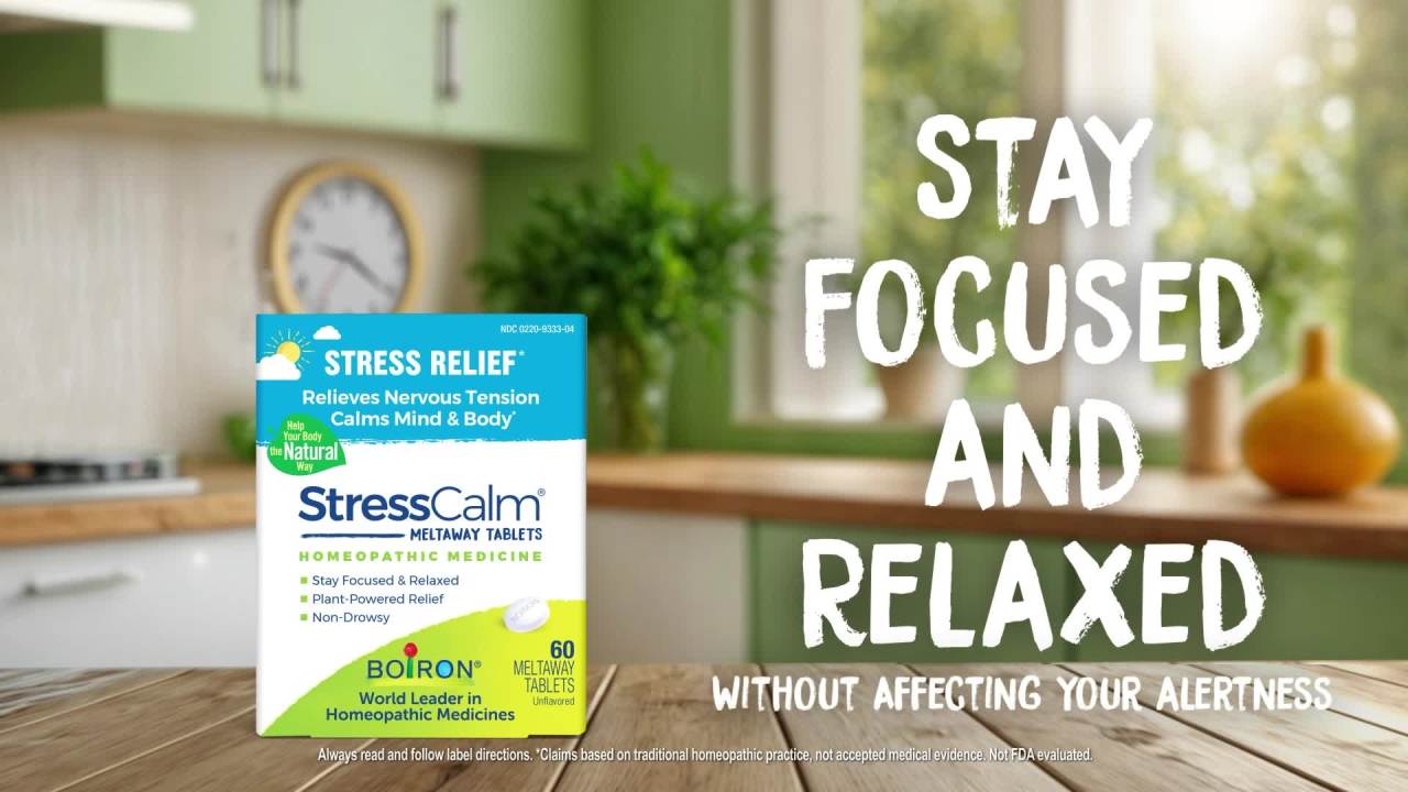 thumbnail video image 2 of Boiron StressCalm Tablets, Homeopathic Medicine for Stress Relief, Reduces Nervous Tension, Calms Mind & Body, 60 Meltaway Tablets, 2 of 12