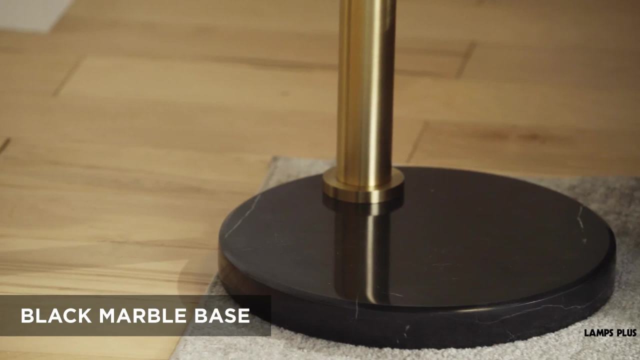 thumbnail video image 2 of Possini Euro Design Rayne Modern Arc Floor Lamp 72" Tall Gold Black 3 Light LED Adjustable Arm Frosted Glass Globe Shade for Living Room Reading Home, 2 of 10