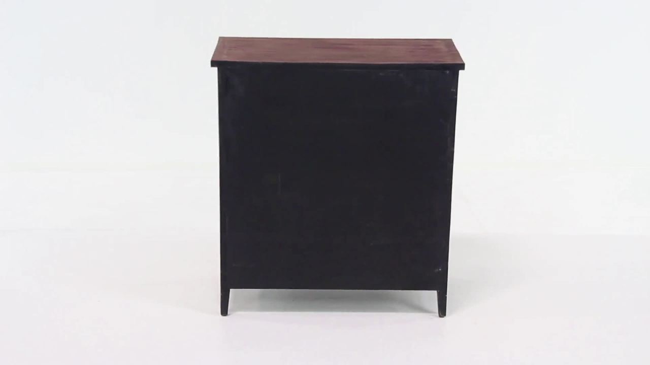 thumbnail video image 2 of DecMode 29" x 31" Brown Wood 2 Door Geometric Cabinet with Carved Relief Overlay, 1-Piece, 2 of 17