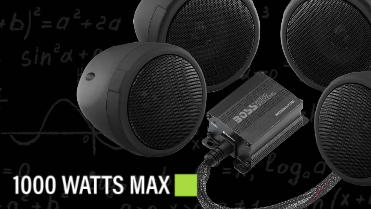 thumbnail video image 2 of BOSS Audio Systems MCBK470B 3" Weatherproof Bluetooth Motorcycle Speakers Compact Amplifier, 2 of 10