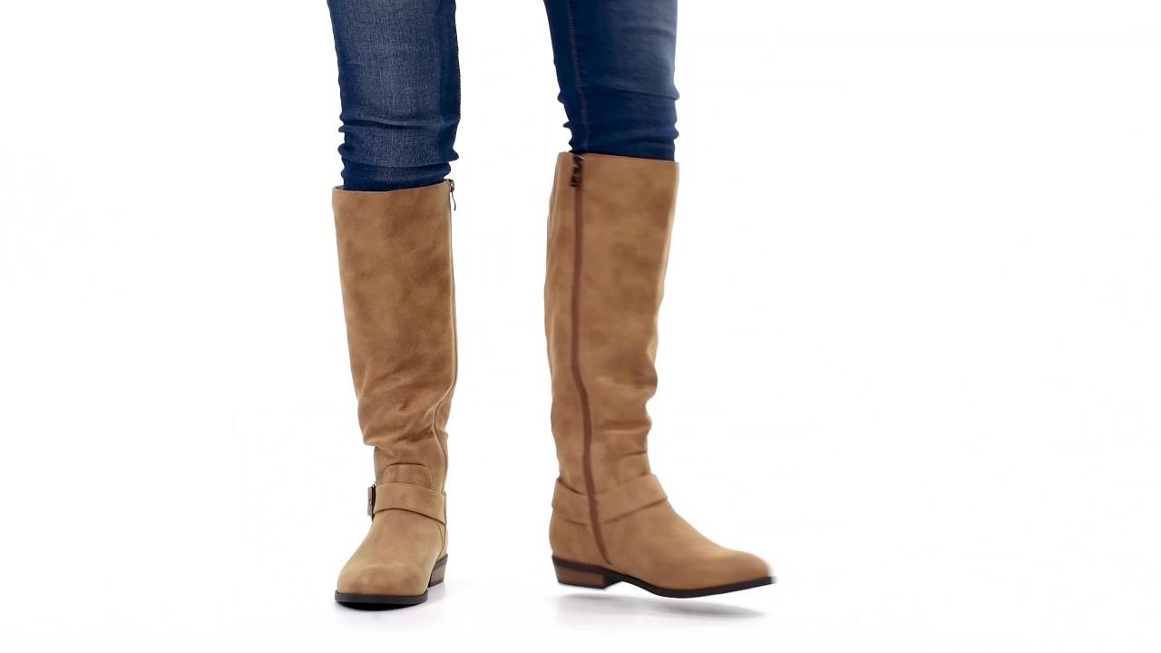 thumbnail video image 2 of Brinley Co. Womens Knee-high Buckle Riding Boot, 2 of 9