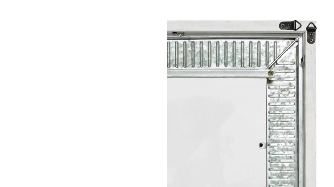 thumbnail video image 2 of Kate and Laurel Deely Farmhouse Wall Mirror, 27 x 39, Black and Silver, Rustic Wall Decor with Galvanized Metal Frame, 2 of 8