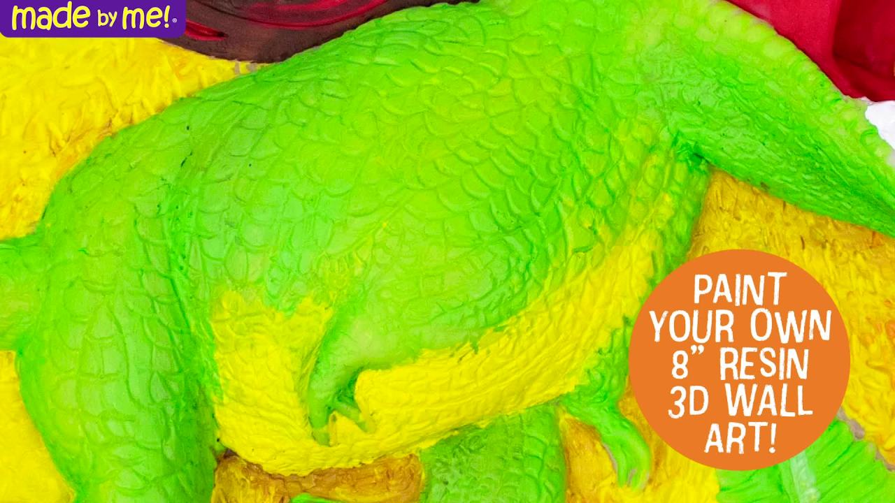 thumbnail video image 2 of Made By Me! Paint Your Own 3D Dino Stone, 9 in. x 7 in. Wall Art, 2 of 8