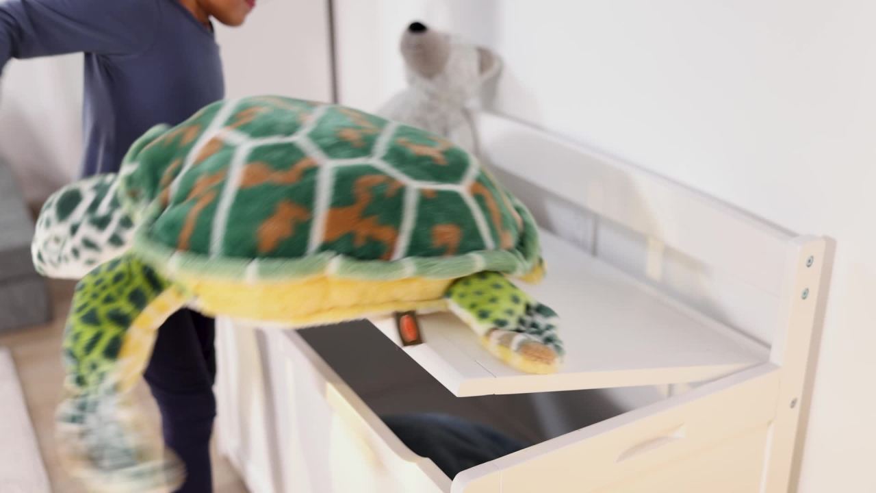 thumbnail video image 2 of Melissa & Doug Wooden Toy Chest, Toy Storage Box (White) with Hinged-Lid, Playroom Furniture for Kids Ages 3+ [Wood], 2 of 12