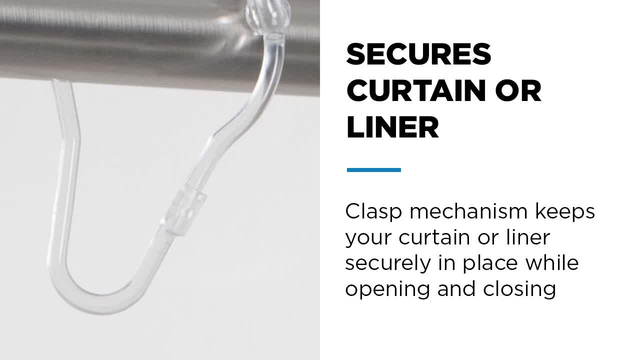 thumbnail video image 2 of Mainstays Shower Curtain Rollerball Hooks, Easy Gliding, White, Set of 12, 2 of 8