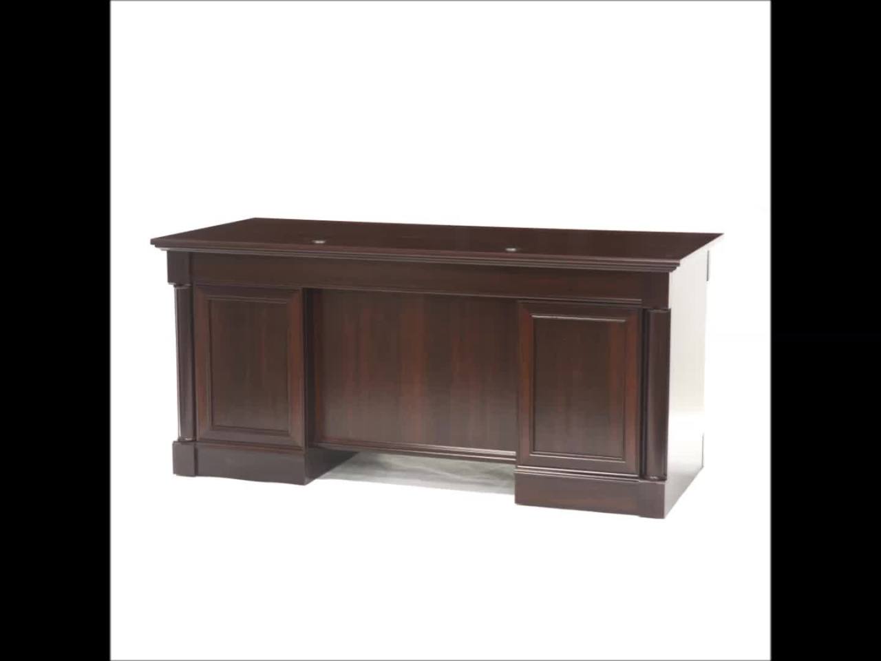 thumbnail video image 2 of Sauder Palladia Executive Desk, Select Cherry Finish, 2 of 9
