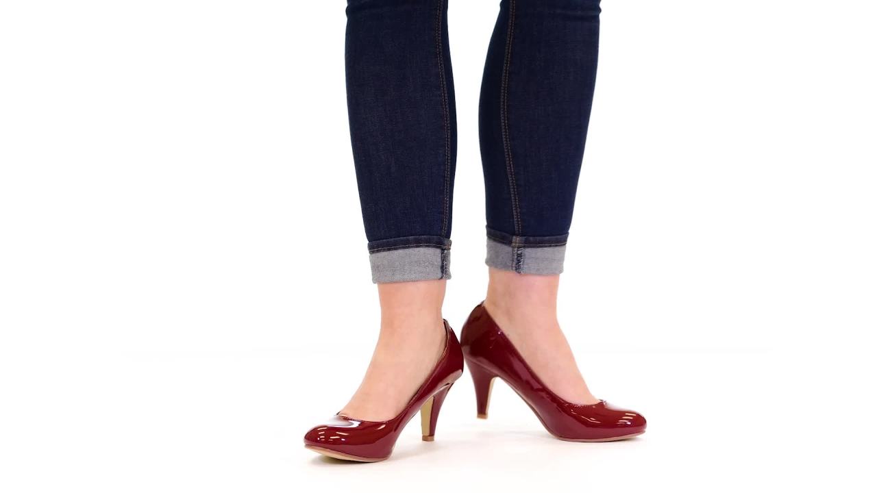 thumbnail video image 2 of Women's Round Toe Patent Pumps, 2 of 2