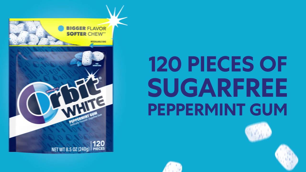 thumbnail video image 2 of Orbit White Peppermint Sugar Free Chewing Gum, Value Pack - 120 Ct Bag, 2 of 12