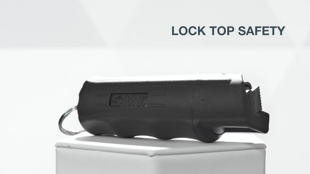 thumbnail video image 2 of SABRE Pepper Spray with Quick Release Keychain, Black, 1 Ct, New, Pocket Pepper Sprays, 2 of 6