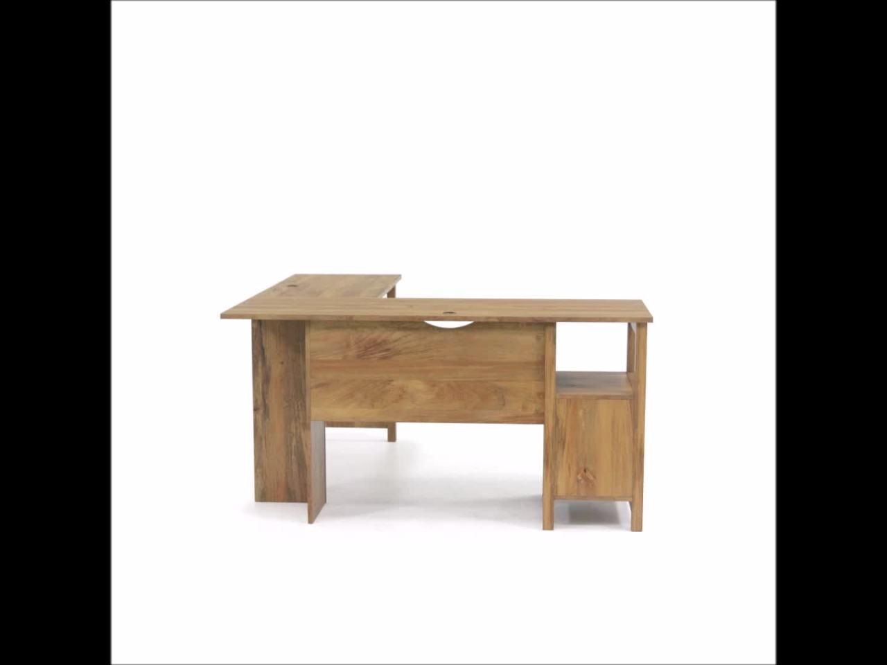 thumbnail video image 2 of Sauder Cannery Bridge L Shaped Desk, Sindoori Mango Finish, 2 of 14