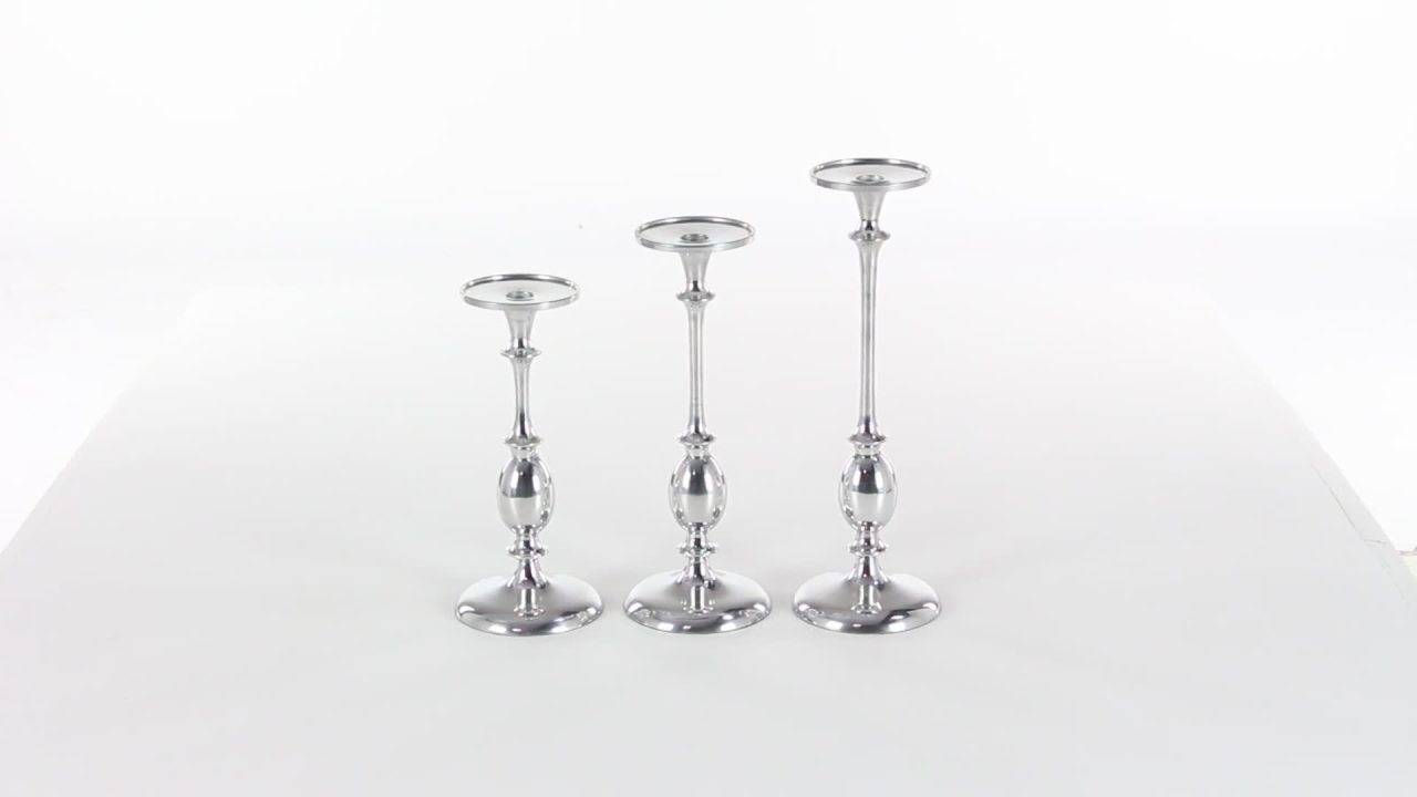 thumbnail video image 2 of Simply Cool Aluminum Candle Holder Set Of 3, 2 of 3