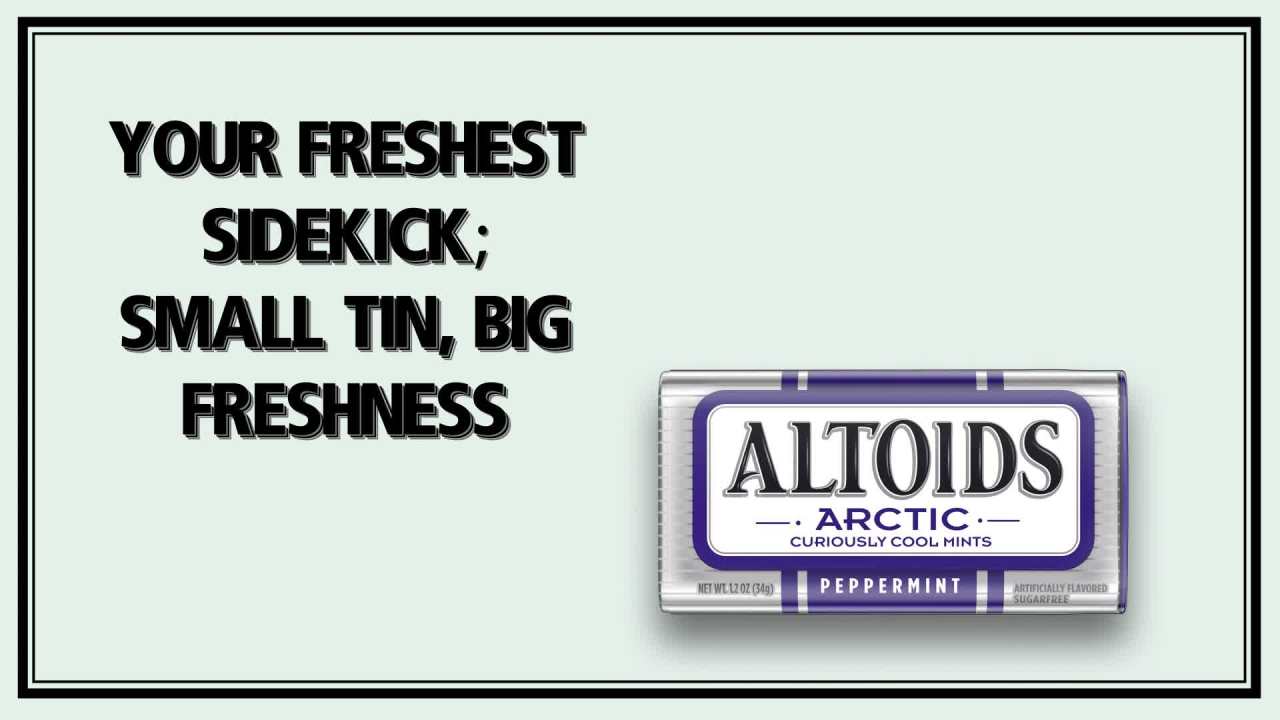thumbnail video image 2 of Altoids Arctic Peppermint Sugar Free Breath Mints - 1.2oz Tin, 2 of 9