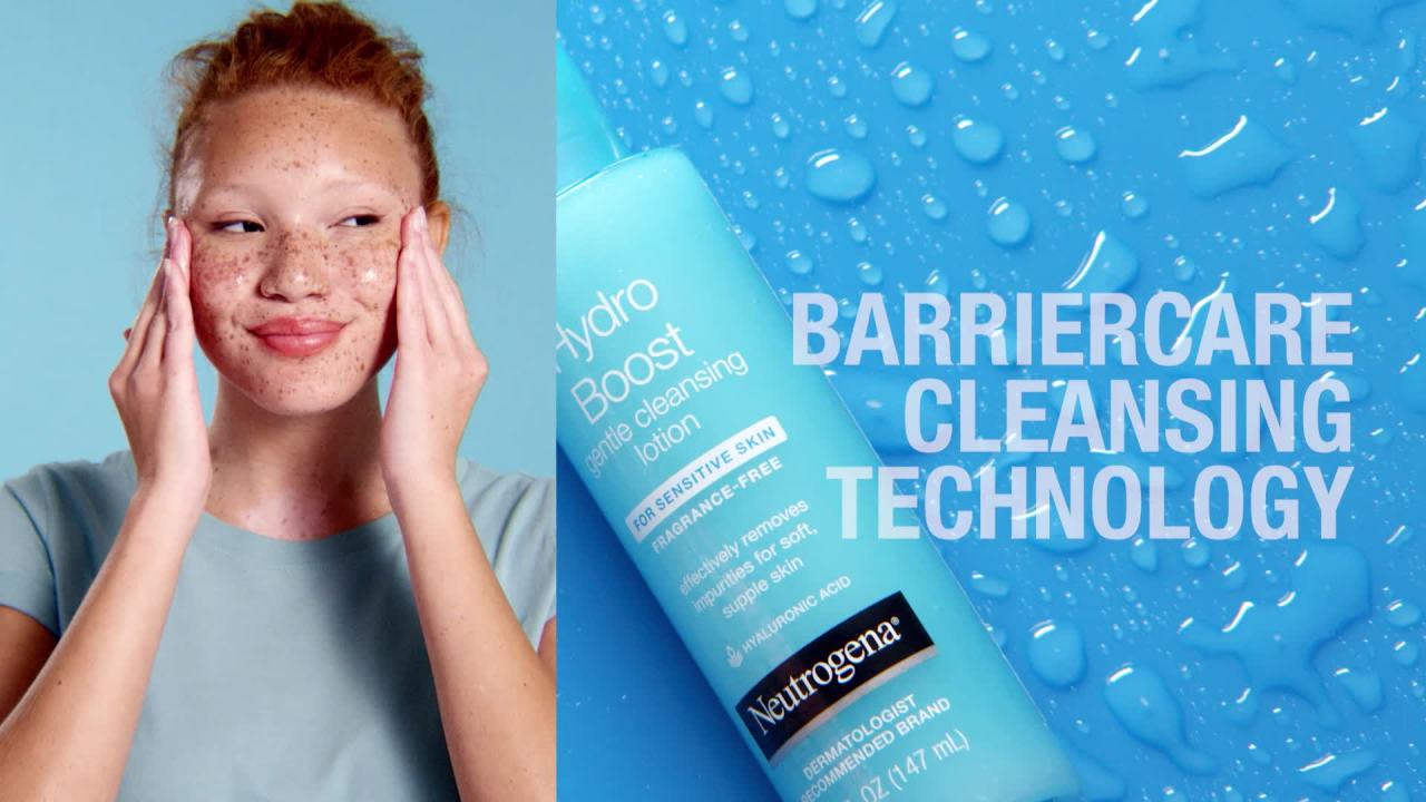 thumbnail video image 2 of Neutrogena Hydro Boost Gentle Cleansing and Hydrating Face Lotion, 5.0 fl. oz, 2 of 8