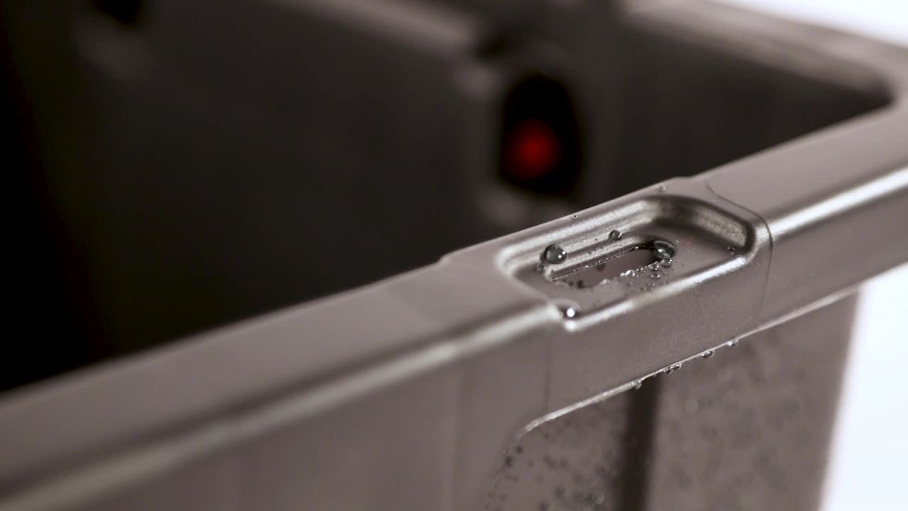 thumbnail video image 2 of Sterilite Large Storage Bin, 27 Gallon Rugged Industrial Plastic Storage Tote with Latch Lid, Black, 4 Pack, 2 of 7