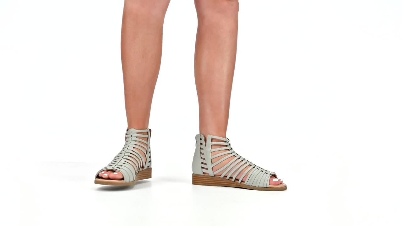 thumbnail video image 2 of Journee Womens Delilah Gladiator Sliver Wedge Sandals, Widths Available, 2 of 10