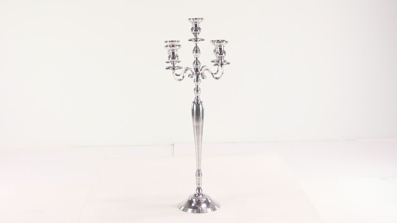 thumbnail video image 2 of DecMode 16"W, 40"H Traditional Candlestick, Silver, 1 - Piece, 2 of 8