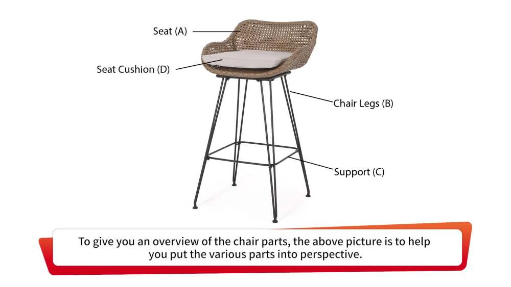 Pondway Outdoor Wicker and Iron Barstools with Cushion, Set of 4, Light