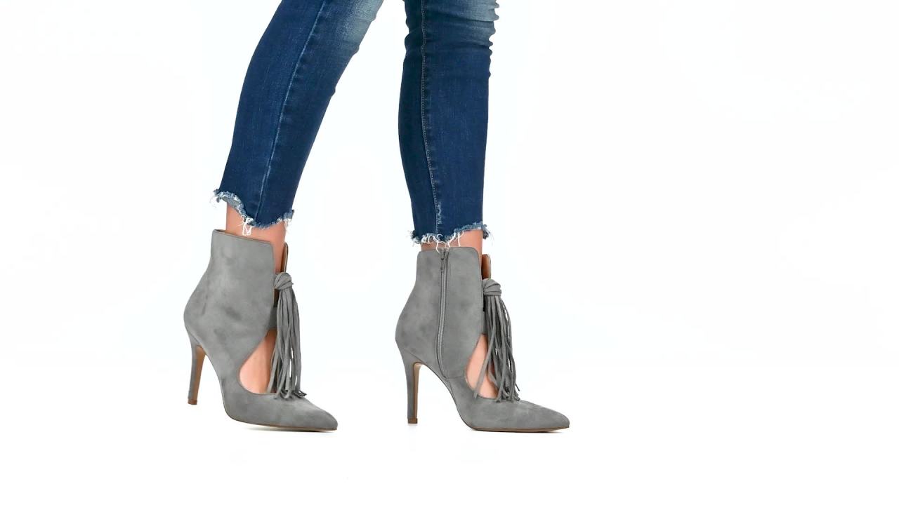 thumbnail video image 2 of Journee Womens Cameron Pointed Toe Stiletto Ankle Booties, 2 of 10