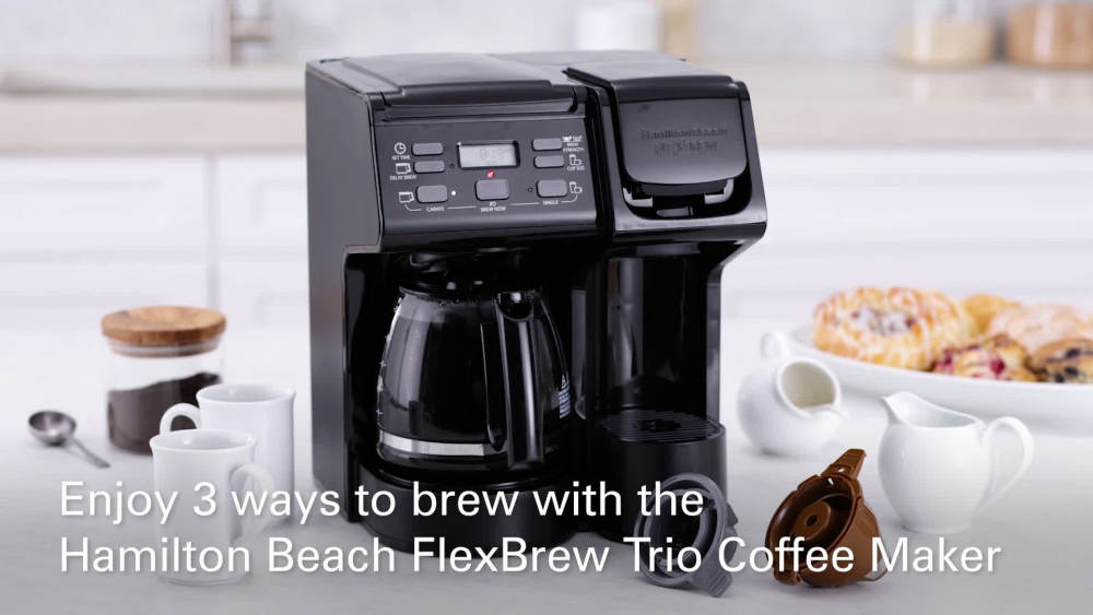 Hamilton Beach FlexBrew Trio Coffee Maker, Single Serve or 12 Cups, Black, 49904 - 1
