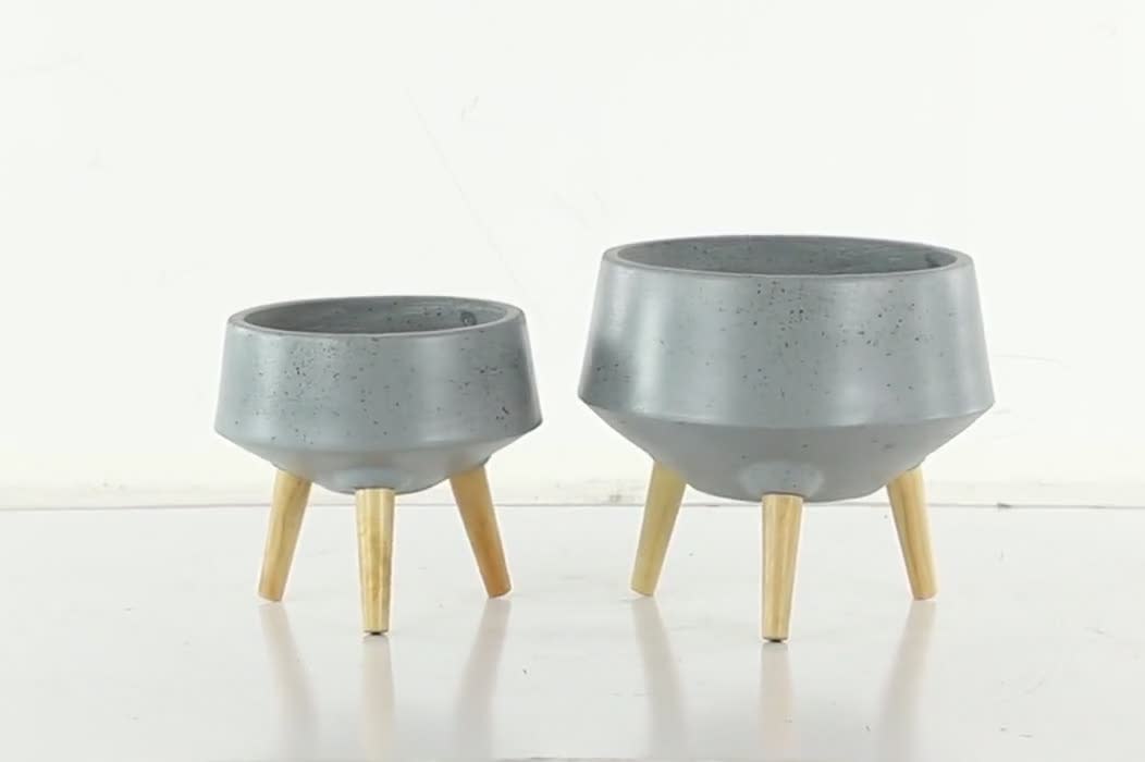 thumbnail video image 2 of DecMode 14 In. Planter, MGO, Grey, 2 - Pieces, 2 of 9