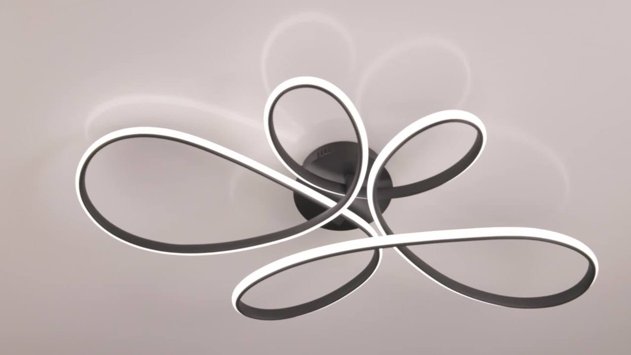 thumbnail video image 2 of Possini Euro Design Helix Modern Semi Flush-Mount Ceiling Light Sand Black Dimmable LED Twisting 36 1/2" Wide Kitchen Living Room, 2 of 9