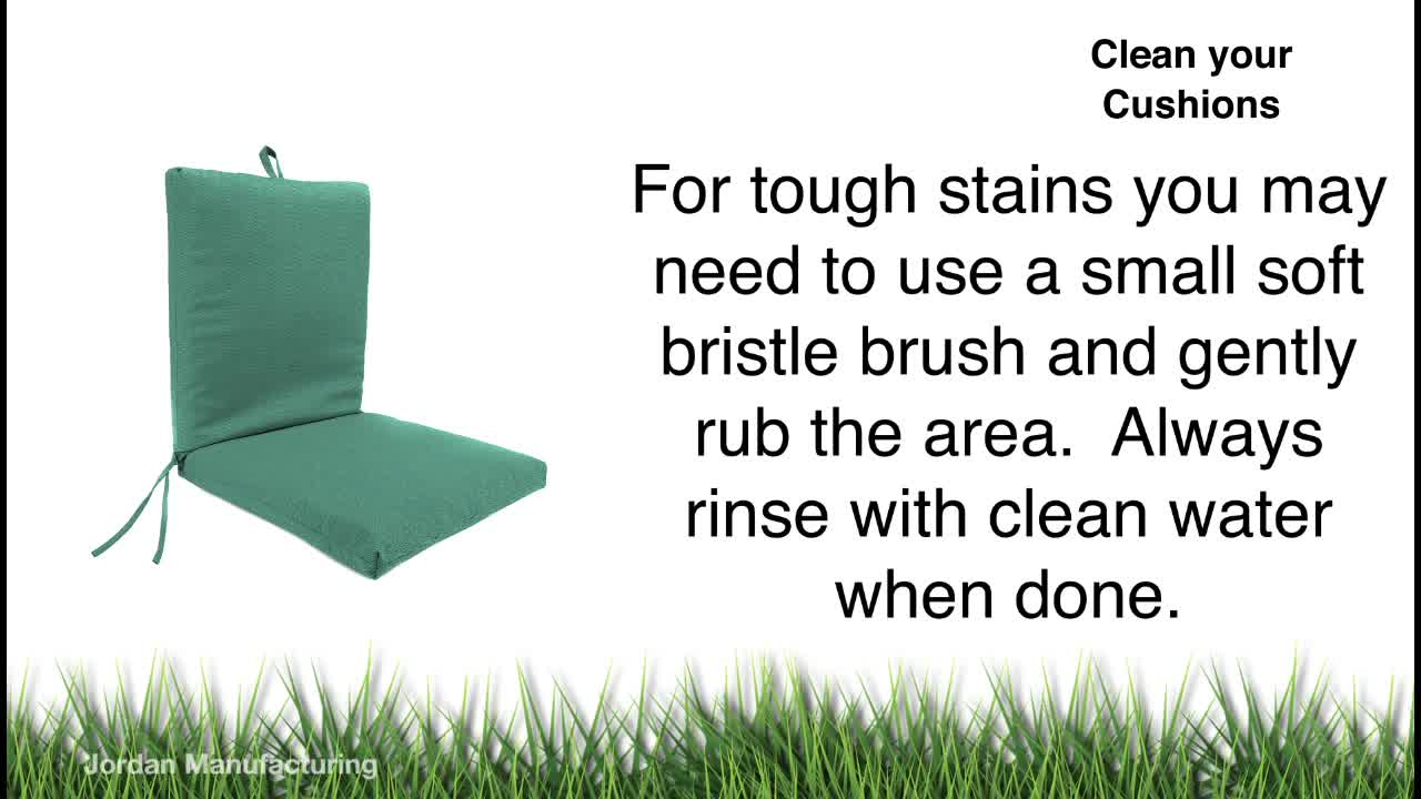 thumbnail video image 7 of Jordan Manufacturing 44" x 18" Belk Shadow Multicolor Geometric Rectangular Tufted Outdoor Wicker Settee Bench Cushion with Rounded Back Corners, 7 of 7