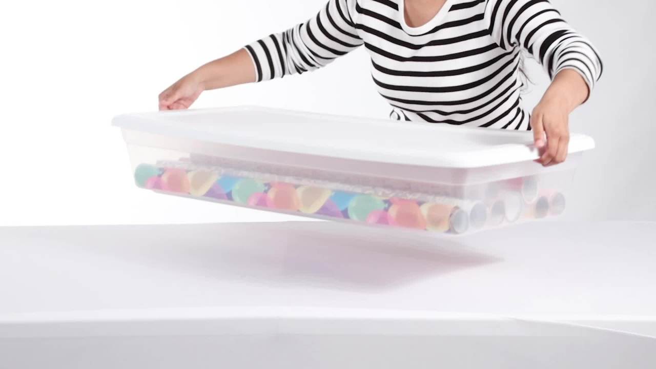 thumbnail video image 2 of Sterilite 41 Quart (39 L) Storage Box, Adult, White, 2 of 5