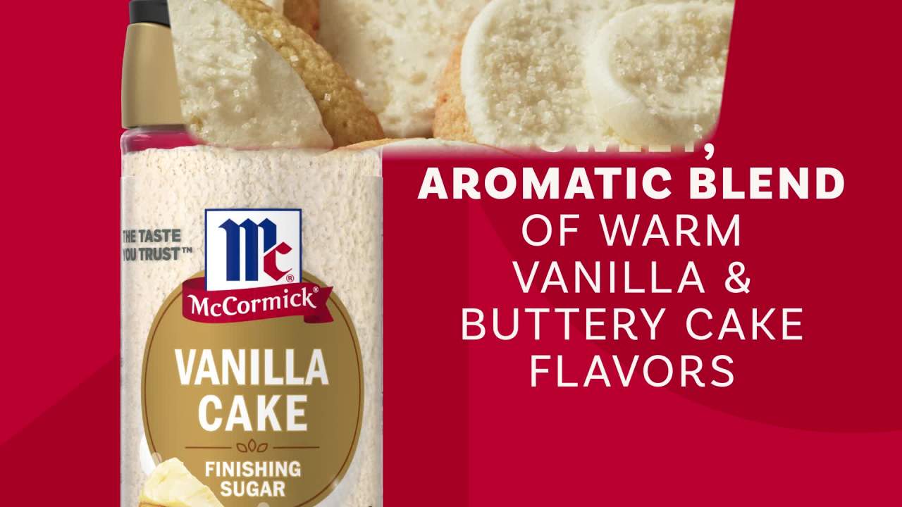 thumbnail video image 2 of McCormick Vanilla Cake Finishing Sugar, 3.49 oz Bottle, 2 of 23