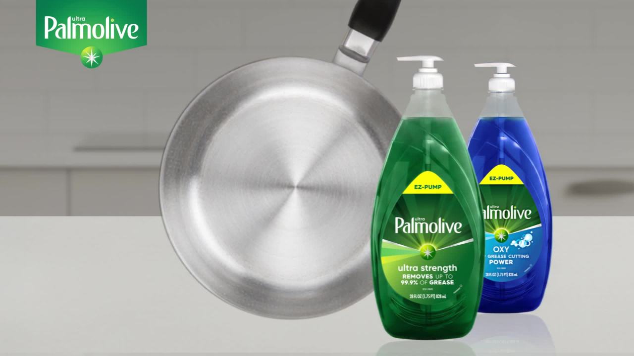 thumbnail video image 2 of Palmolive Ultra Strength Liquid Dish Soap, Grease Cutting, 28 fl oz EZ-Pump, EZ-Clean Bottle, 2 of 3