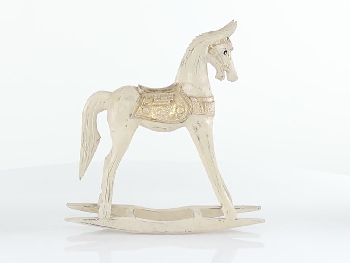 thumbnail video image 2 of 14" x 15" Light Brown Wood Horse Sculpture, by DecMode, 2 of 13
