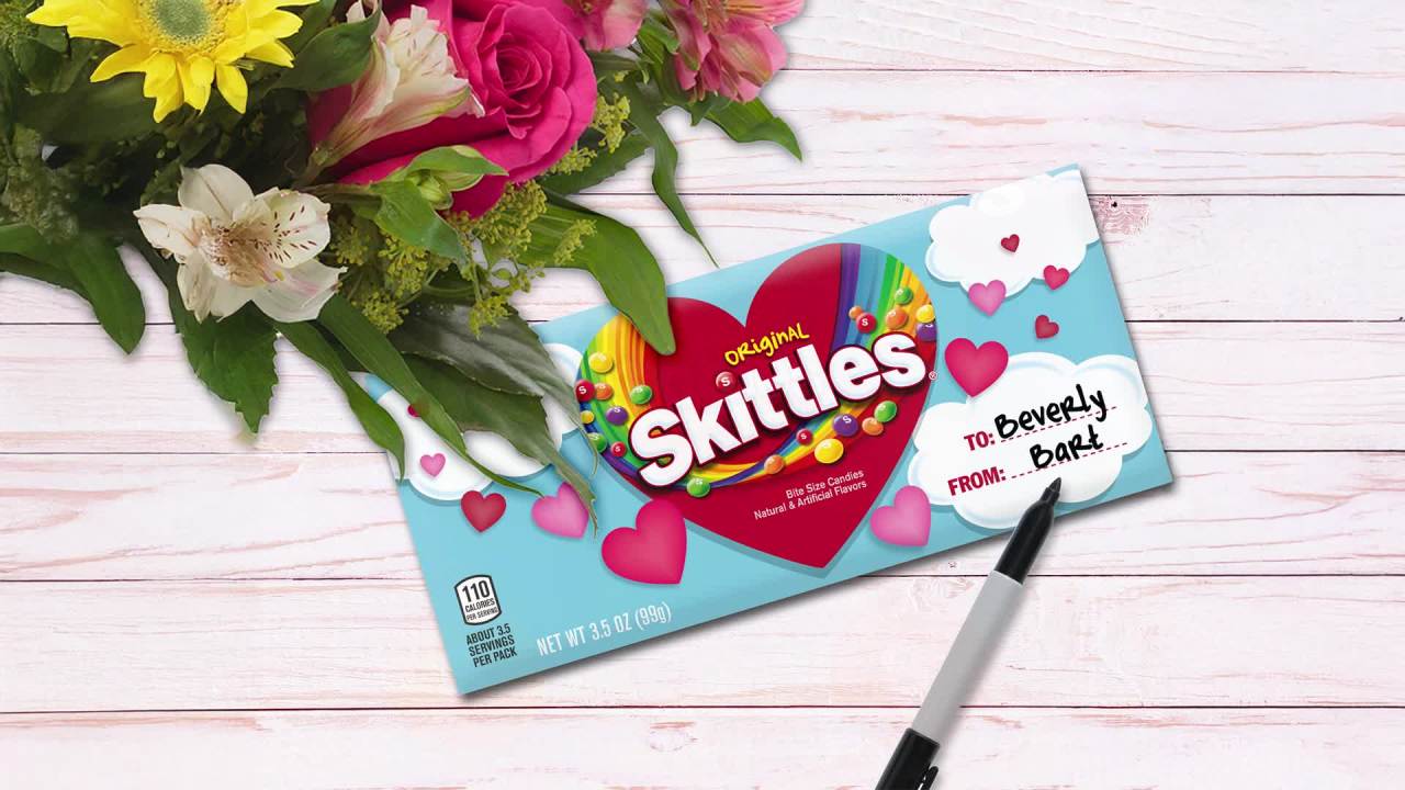 thumbnail video image 2 of (6 pack) SKITTLES Original Chewy Valentines Day Candy Gift Box - 3.5 oz, 2 of 14