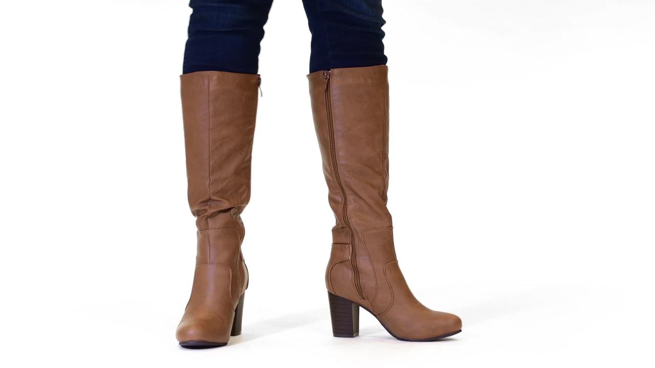 thumbnail video image 2 of Journee Womens Carver Stacked Heel Knee High Boots, 2 of 10