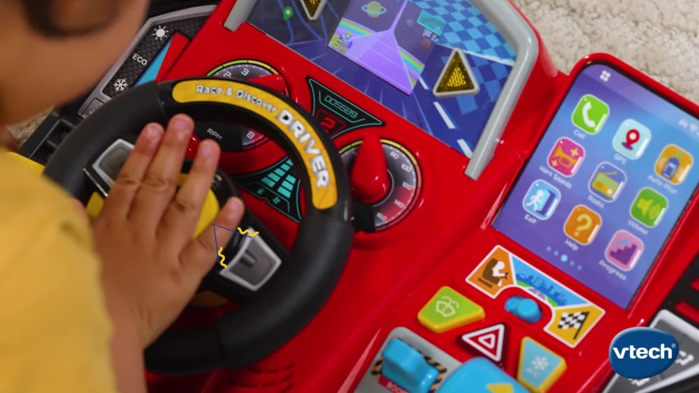 thumbnail video image 3 of VTech Race & Discover Driver Electronic Baby and Toddler Toys, 3 of 9