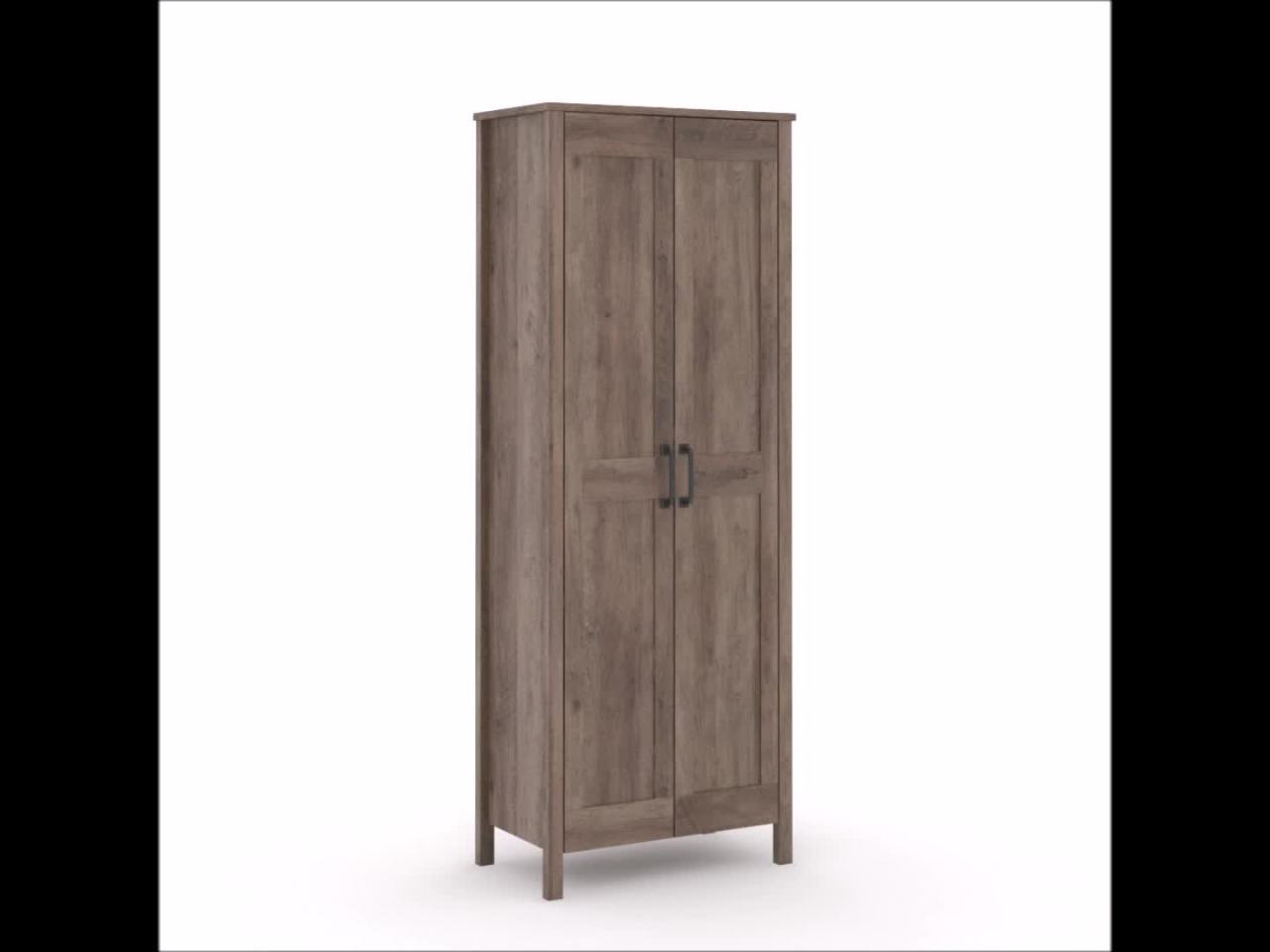 thumbnail video image 3 of Sauder Two-Door Storage Cabinet , Rural Pine Finish, 3 of 15