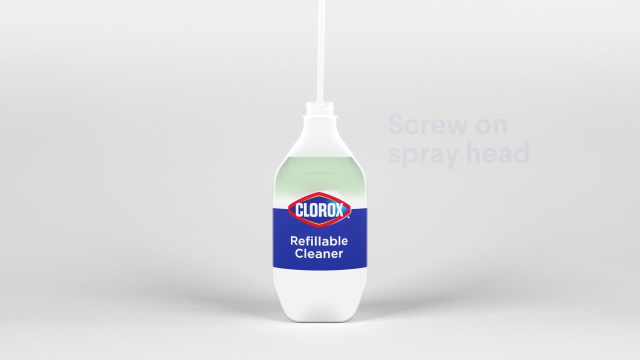 thumbnail video image 2 of Clorox Multi-Purpose Cleaner System Starter Kit 1 Bottle and 1 Refill, Crisp Lemon, 1.13 fl oz, 2 of 10