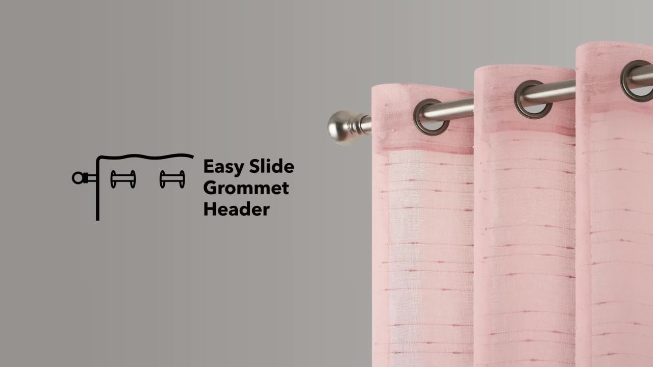 thumbnail video image 2 of Creative Home Ideas Contemporary, Modern Grommet Sheer Curtain Panel, 38 in x 84 in (2 Panels), 2 of 3