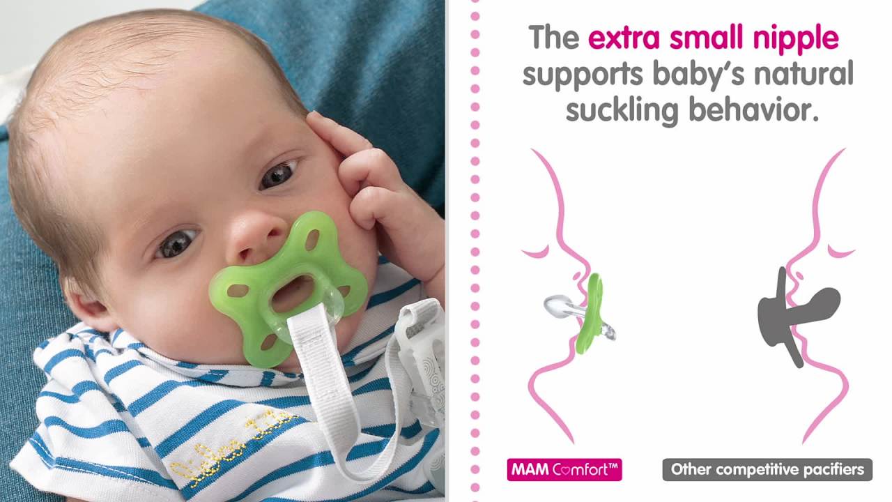 thumbnail video image 2 of (3 pack) MAM Comfort Pacifier, 0-3 Months, Girl, 2 pack, 2 of 8