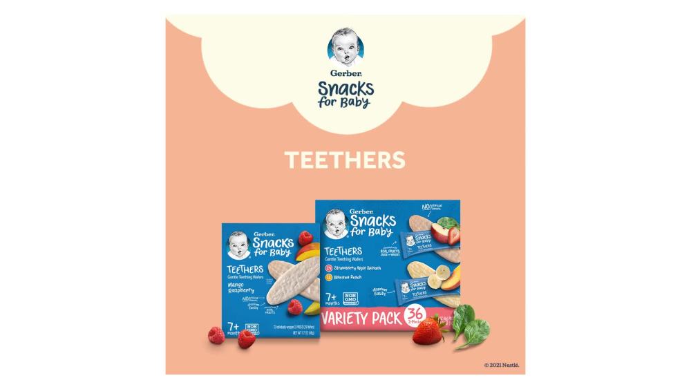 Gerber Gentle Teething Wafers, Variety Pack Baby Teethers, 72 Count Box