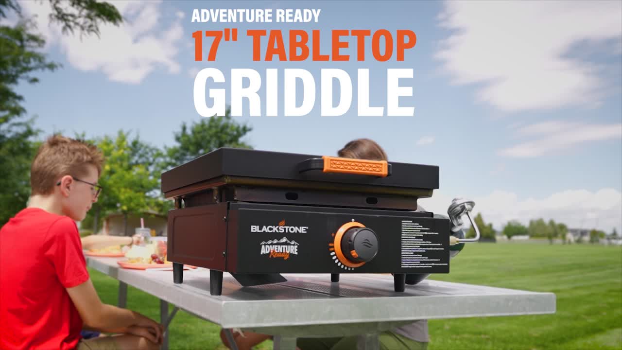 thumbnail video image 2 of Blackstone Adventure Ready Outdoor Griddle 12500 BTU Steel 267 Square Inch Cooking Area, 2 of 9