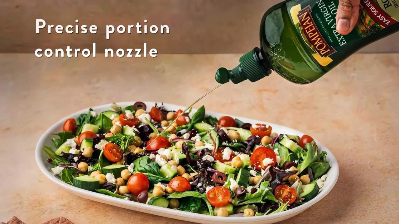 thumbnail video image 2 of Pompeian Robust Extra Virgin Olive Oil Squeeze - 25.4 fl oz, 2 of 13