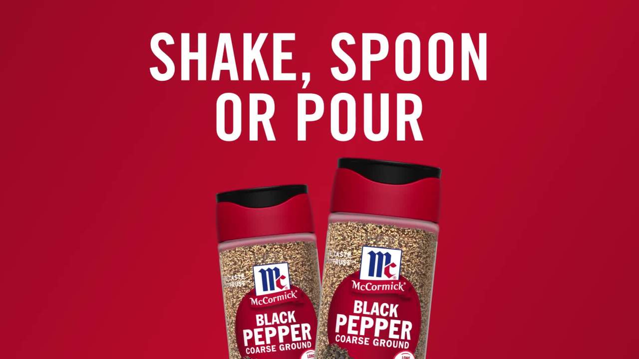 thumbnail video image 2 of McCormick Non-GMO Kosher Coarse Ground Black Pepper, 1.5 oz Bottle, 2 of 28