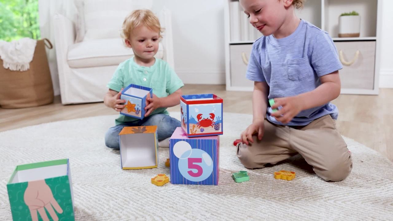 thumbnail video image 2 of Melissa & Doug® Ms. Rachel™ Sort and Count Nesting and Stacking Blocks with Wooden Fish Preschool Learning Toy for Boys, Girls - FSC Certified, 2 of 10