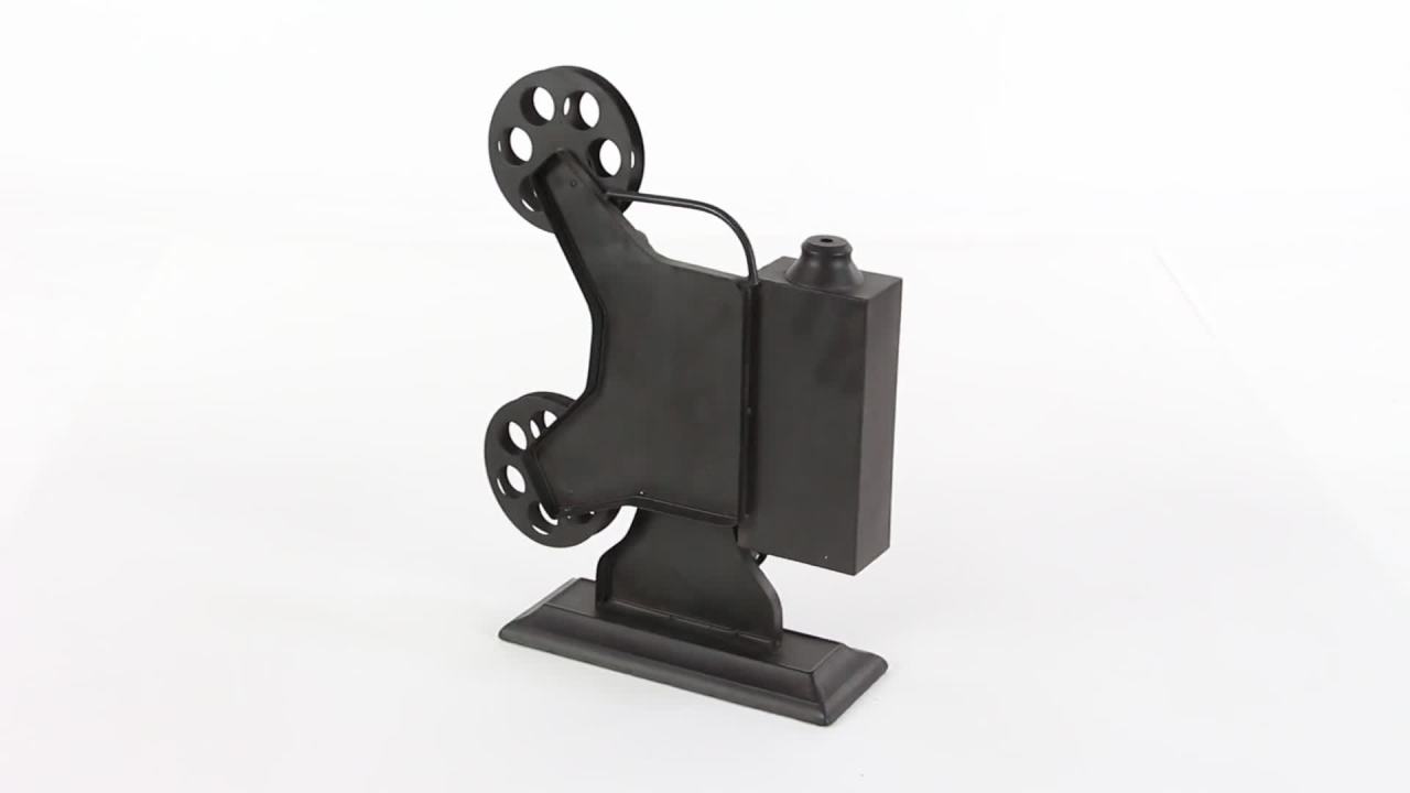 thumbnail video image 2 of 14" x 19" Black Metal Camera Film Sculpture, by DecMode, 2 of 11