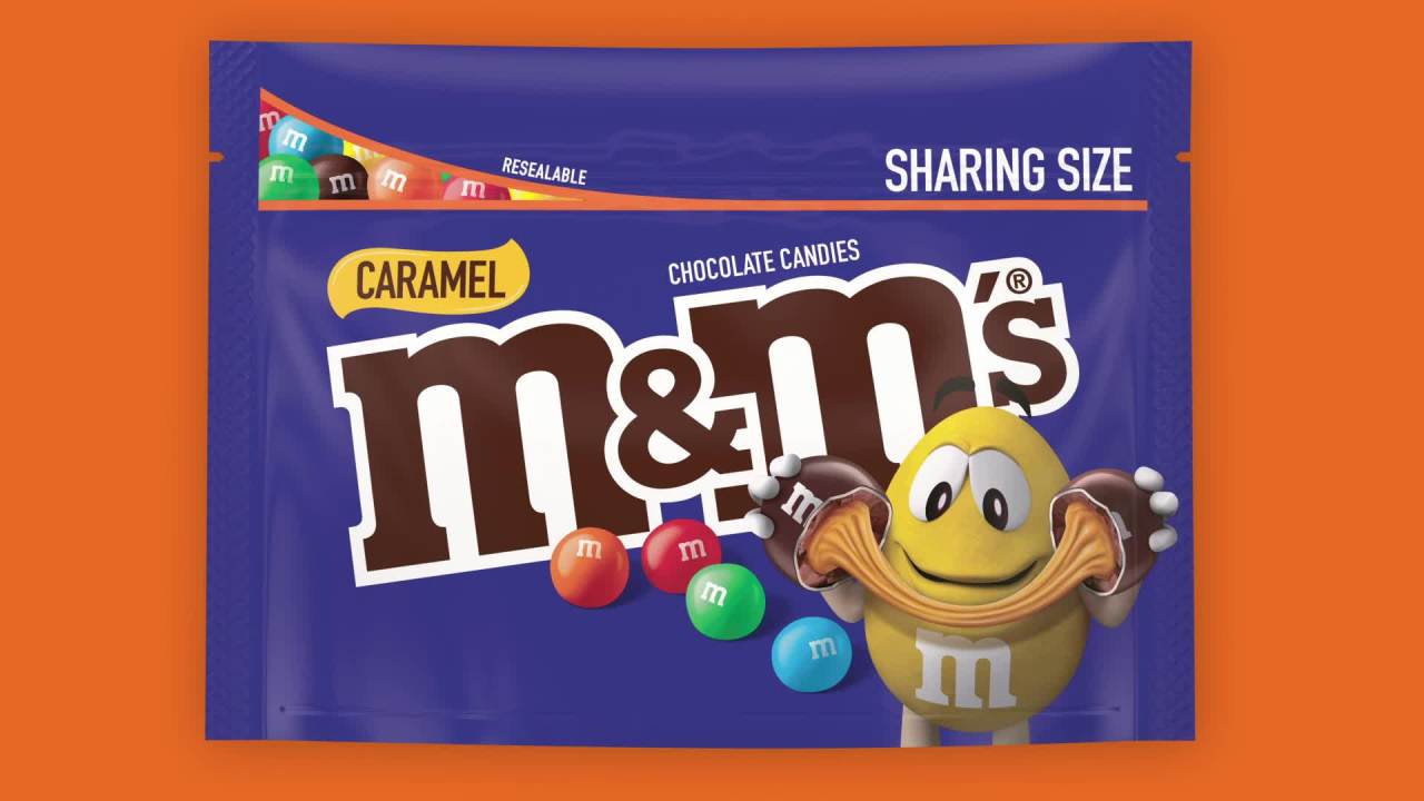 thumbnail video image 2 of M&M's Caramel Milk Chocolate Candy, Sharing Size - 9.05 oz Bag, 2 of 13