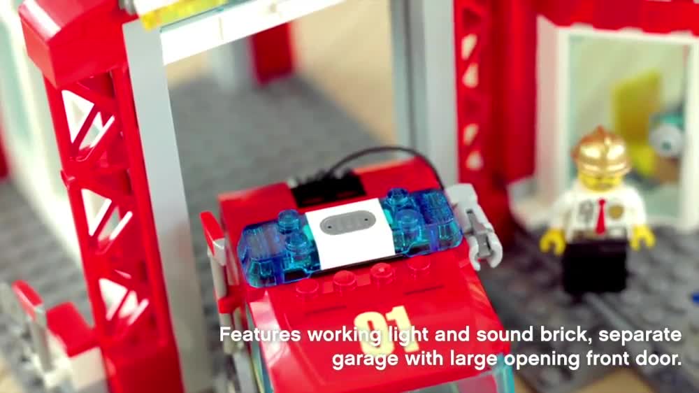 thumbnail video image 2 of LEGO City Fire Fire Station 60215 Building Set (509 Pieces), 2 of 8