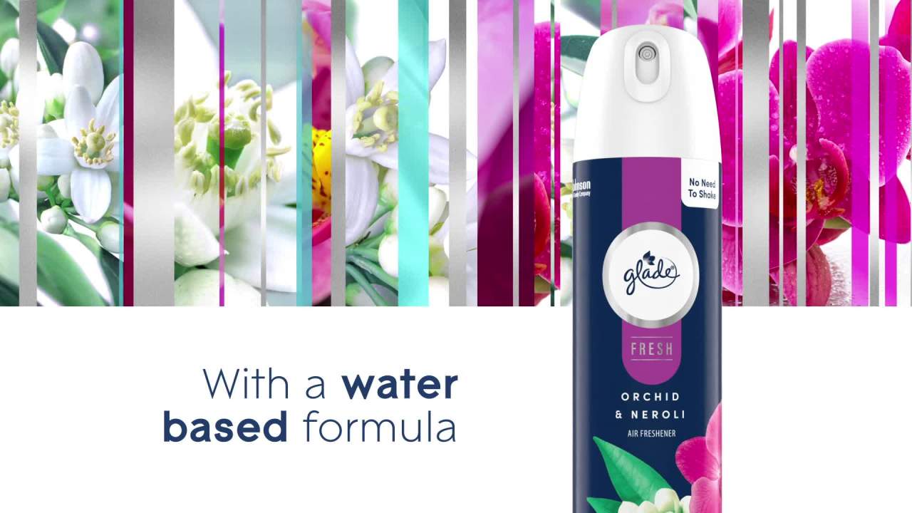 thumbnail video image 2 of Glade Air Freshener Spray, Orchid & Neroli, Fresh Colle Countion, Fragrance Infused with Essential Oils, 100% Natural Propellent, 8 oz, 2 of 14